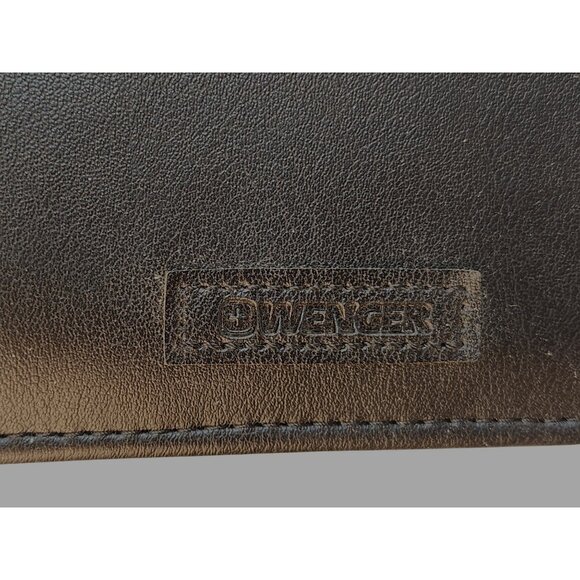 Wenger Slim Black Leather Executive Business Portfolio Briefcase With Zipper Clo - Picture 8 of 16